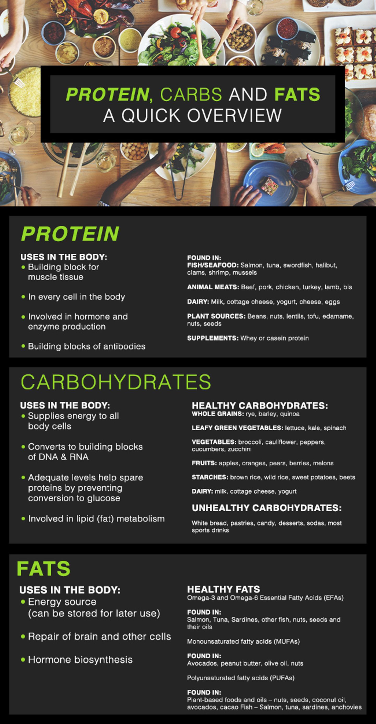 Protein, Carbs, and Fats: A Quick Overview Client Handout