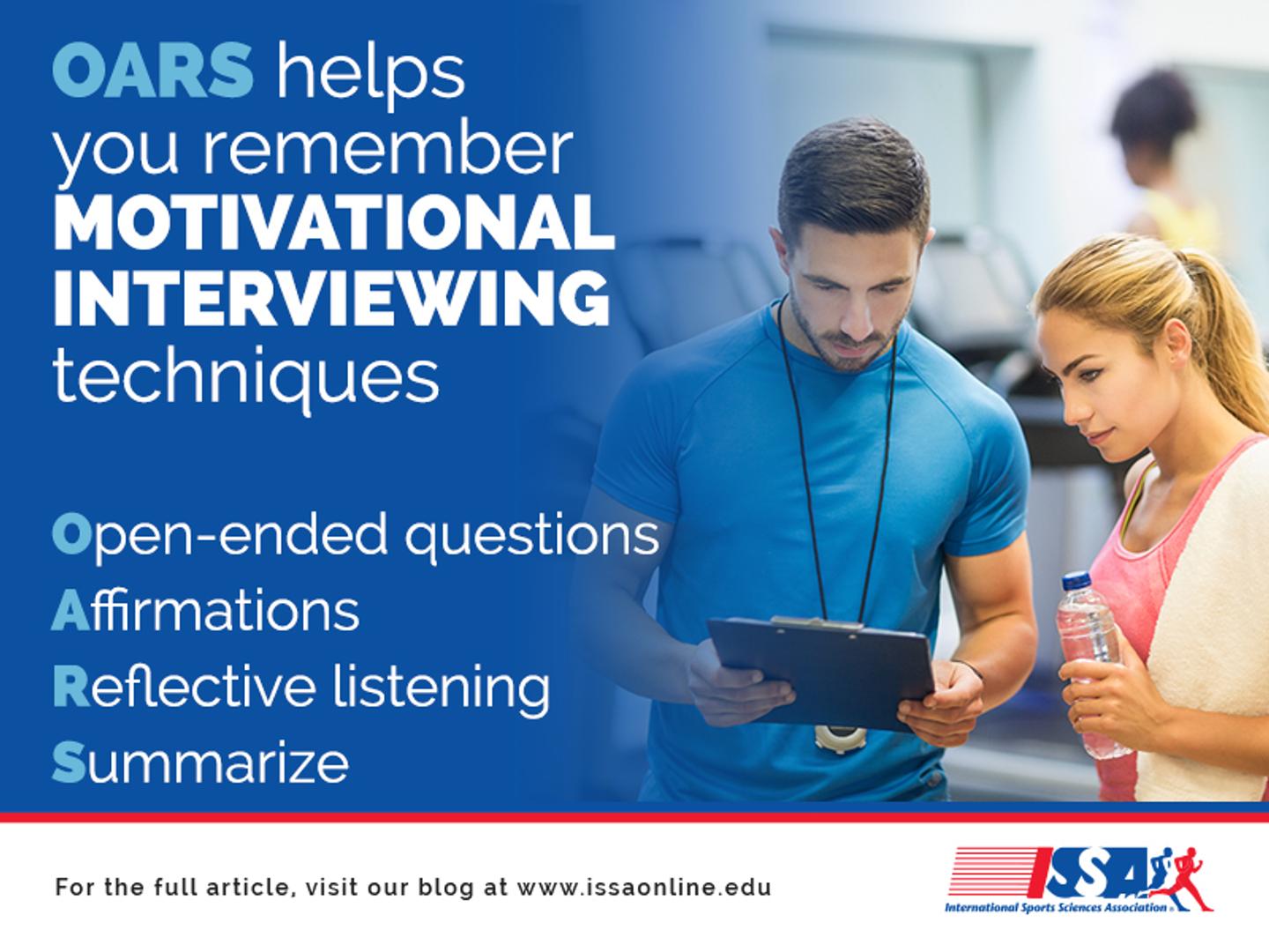 ISSA, International Sports Sciences Association, Certified Personal Trainer, ISSAonline, Mom Fitness, Are you having trouble getting or keeping moms in the gym?, OARS help you remember Motivational Interviewing Techniques