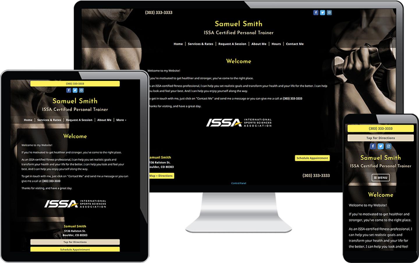 Devices showing the ISSA website