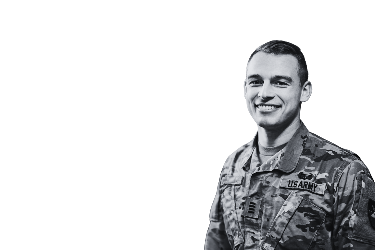 Smiling U.S. Army soldier in uniform